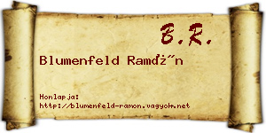 Blumenfeld Ramón névjegykártya